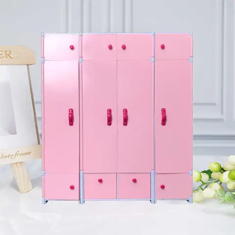 Tillbehör för Barbie docka Utbytbar garderob Förvaringsskåp Finishing Skåp Modedekoration Möbler Flickaleksaker 6 best sales Barbie-organisatör - №1