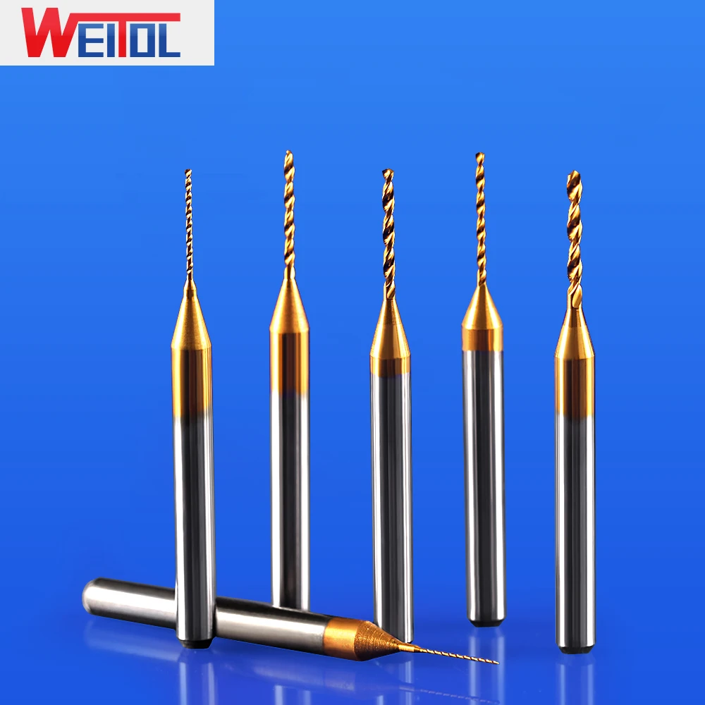 WeiTol 10 ชิ้น/ล็อต 3.175 มม.เคลือบไทเทเนียมเจาะบิต PCB Router บิตเส้นผ่านศูนย์กลาง 0.2-2.0 มม.แผงวงจรตัด