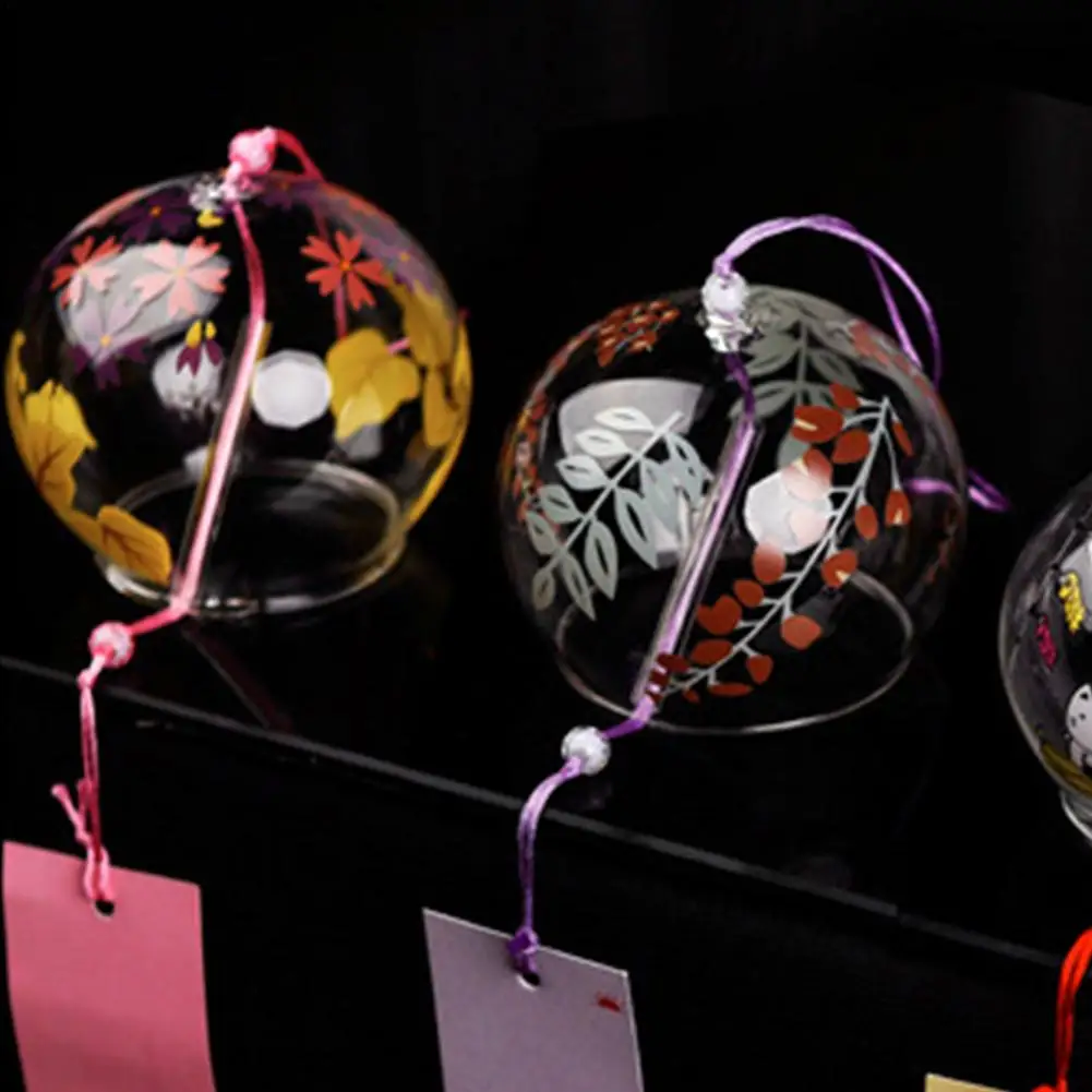 Japanese Style Glass Wind Chimes Hanging Craft Wind Bell Home DecorSakura Cherry Blossom Pattern Pendnat Chimes Wind Bells