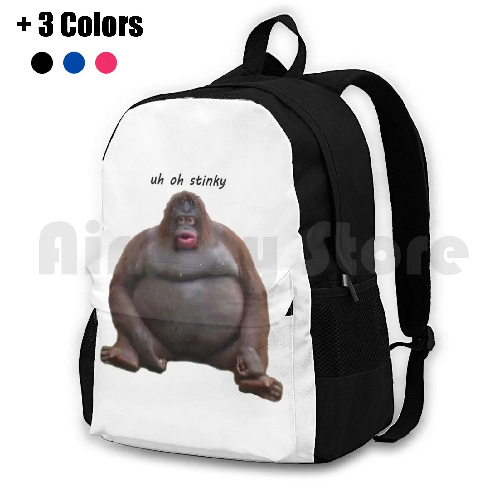 Le Monke Stinky Outdoor Hiking Backpack Waterproof Camping Travel Le Monke Funny Poop Uh Oh Stinky Stinky Monkey Monke Haha