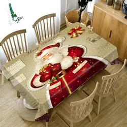 Home Christmas Decoration Tablecloth Red Santa Claus Pattern Polyester Square Rectangle Party Christmas Tablecloth Table Cover