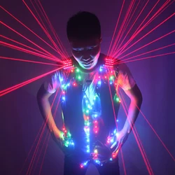 Fashion Red Laser Waistcoat Laser an LED Vest Suits Clothes Stage Costumes For Singer Dancer For Nightclub Performers