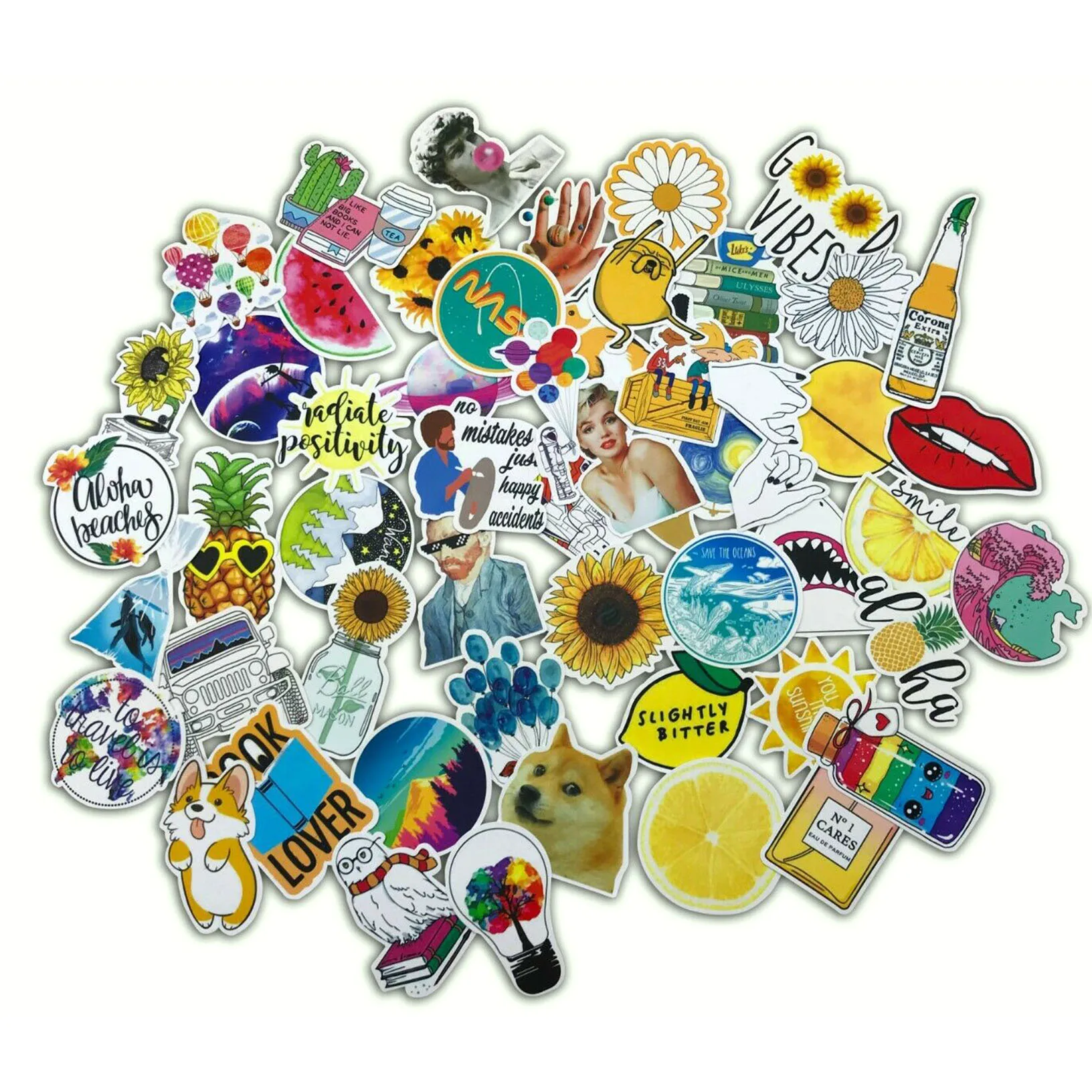 53 PCSชีวิตน่ารักLotสเก็ตบอร์ดสติกเกอร์ไวนิลแล็ปท็อปกระเป๋าเดินทางสติ๊กเกอร์Dope