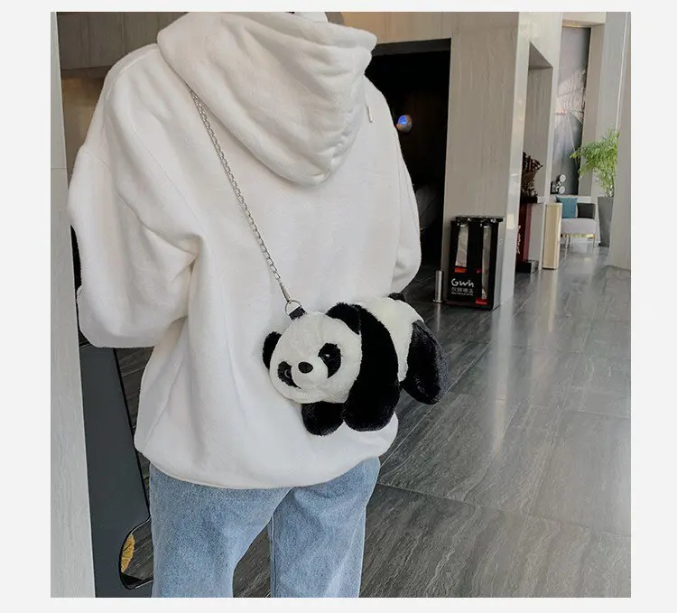 Small Bag For Women Lovely Panda Frog Bag Plush Soft Purses Crossbody Bags Chain Strape Shoulder Bag Women Phone Bag