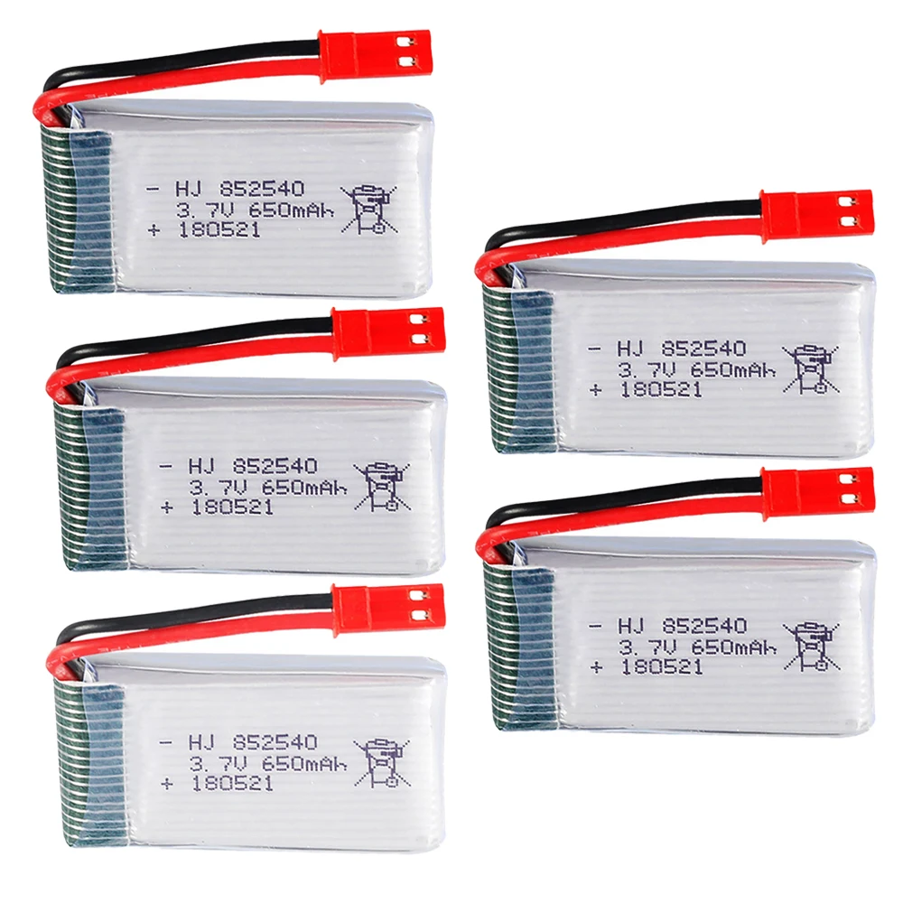 High Rate 3.7V 650mAh 852540 Lipo Battery For RC FY550 HJ818 HJ819 RC Aircraft Drone Rechargeable Battery JST Plug 2/3/4/5/10pcs