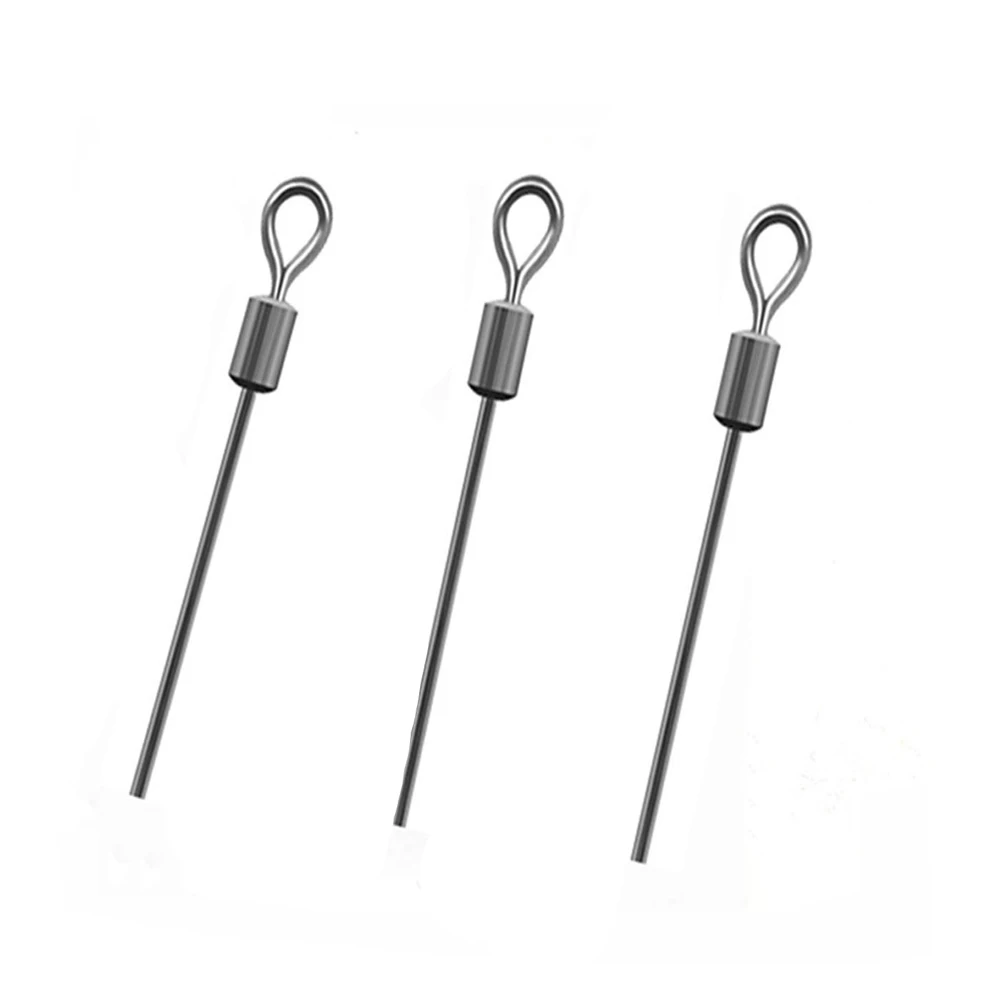50pcs Fishing Swivel Hard Steel Wire Long Pole Fishing Swivel Stainless Steel Barrel Rolling Connector Fishing Accessories