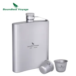Boundless Voyage Titanium Hip Flask Sake Cup Set Outdoor Camping Hiking Travel Picnic Whiskey Wine Tea Flagon Mug Drink 200ml