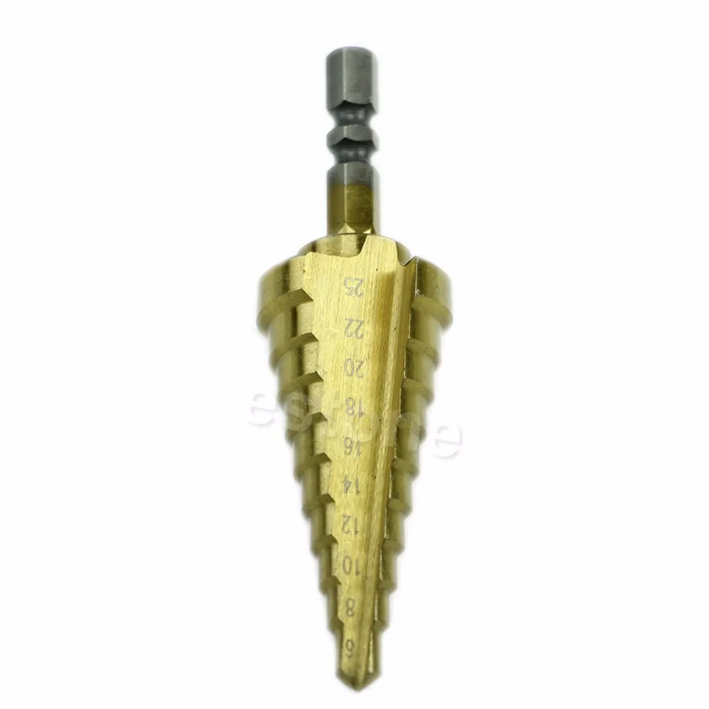Imagem -03 - Nova mm a 25 Milímetros Passos Hss Buracos Cortador Cone Step Drill Bit Hex Shank 2023