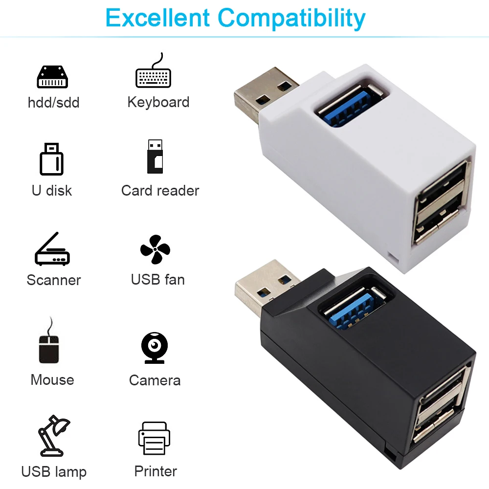 USB 3,0 Hub High Speed Splitter Box Mini 3 Port Für PC Laptop U Disk Card Reader Adapter Für iPhone xiaomi Handy Extender
