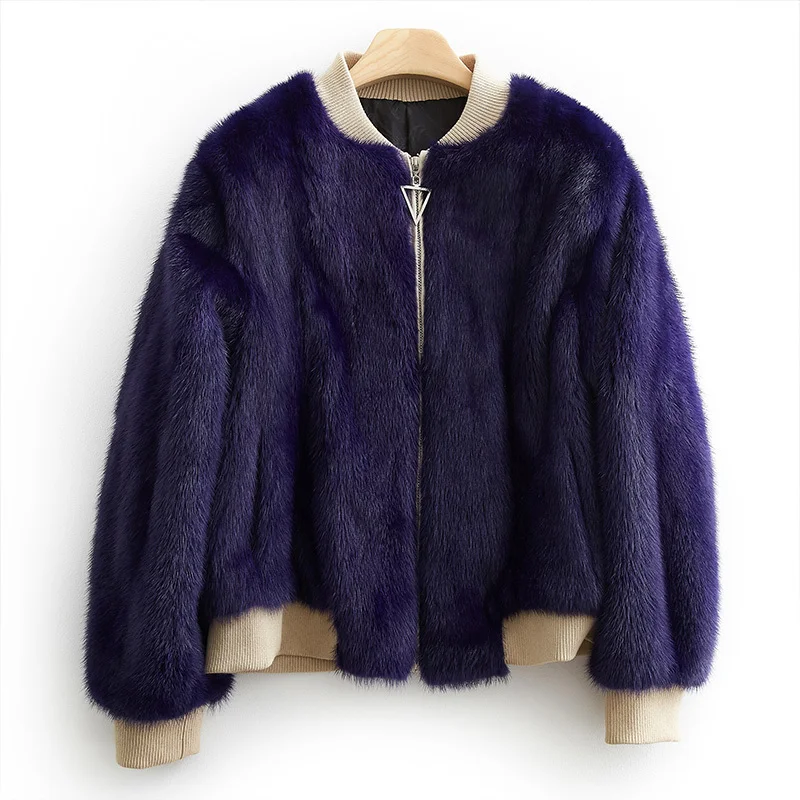 

2020 New Temperament Whole Mink Grass Short Fund Fur Overcoat Haining Zipper Mink Loose Coat