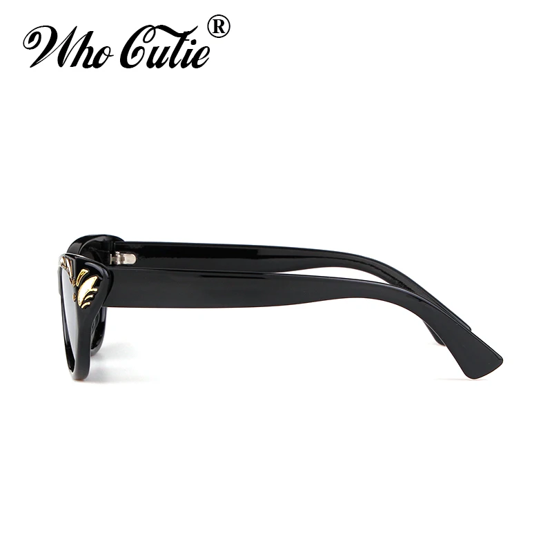 WHO CUTIE 2025 Black Cat Eye Sunglasses Women Brand Designer High Quality Retro Vintage Cateye Frame Sun Glasses Shades OM693