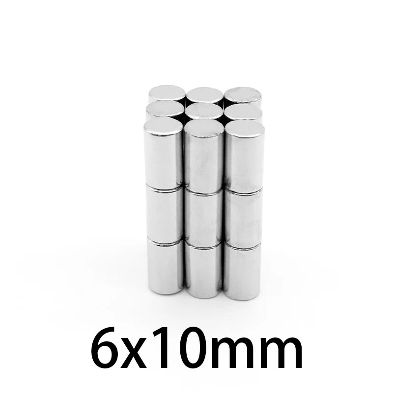 10-100PCS 6x10mm Search MinorMagnet Diameter 6mmx10mm Bulk Small Round Magnet 6mm*10mm Neodymium Disc Magnet 6*10mm