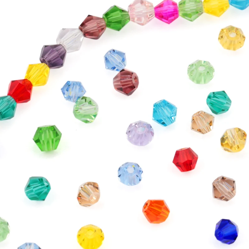 100szt 4mm błyszczące koraliki bicone Crystal Beads charms 5238 Loose Spacer Beads Szklane koraliki jubilerskie do tworzenia biżuterii DIY 36 kolorów
