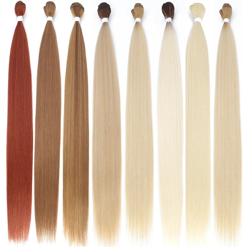 Mechones de cabello liso hueso para salón, extensiones naturales, fibras sintéticas súper largas, tejido liso Yaki, de punta a punta 2