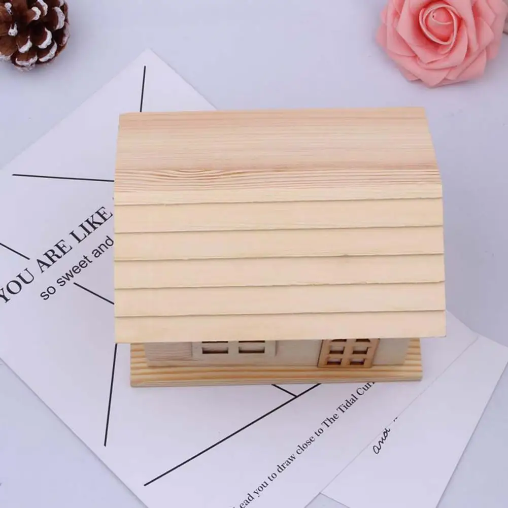 House Shape Money Box No Burrs Wood Desk Saving Piggy Bank Students Stunning Fadeless Coin Piggy Bank with Lid Children Gift