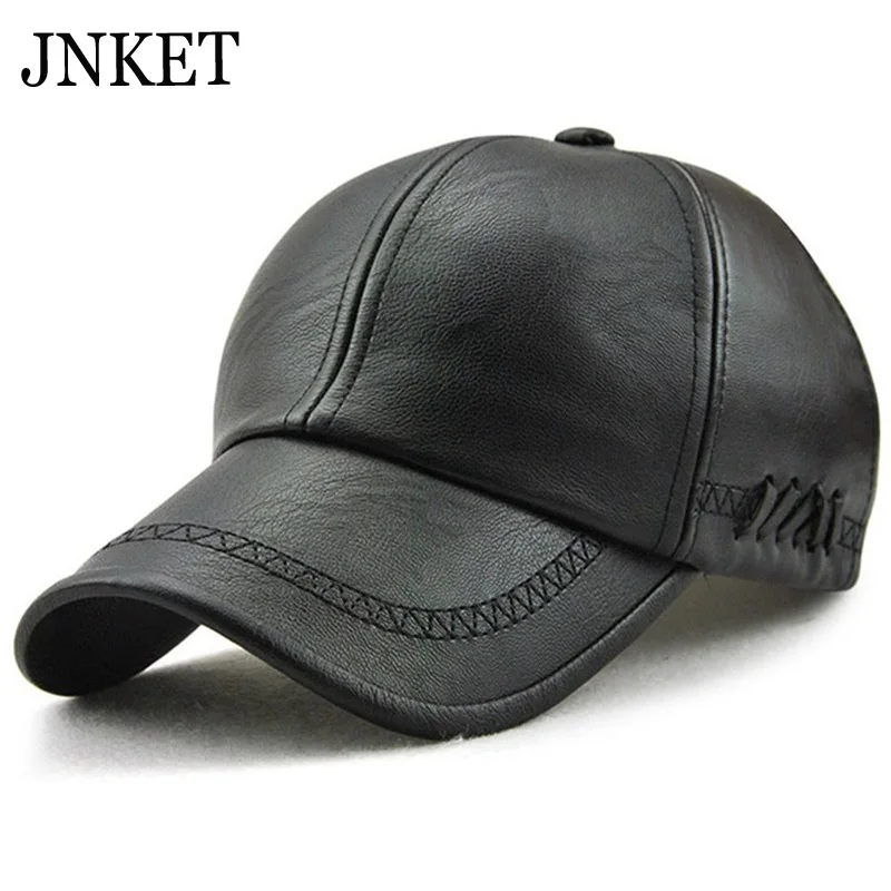 JNKET Winter Cap Men's Baseball Cap PU Leather Material Hat Golf Hat Waterproof Windproof Sports Cap Gorras Baseball Casquette