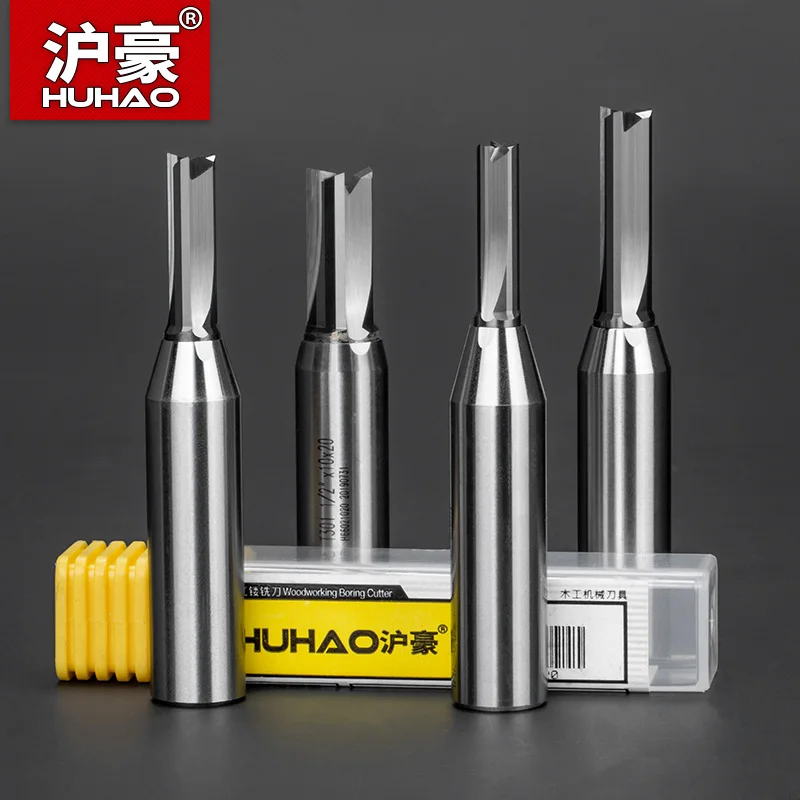 HUHAO 3 Flutes CNC Woodwroking Tool TCT Trimming Straight Milling Cutter Tungsten Steel Router Bit For MDF Plywood Chipboard