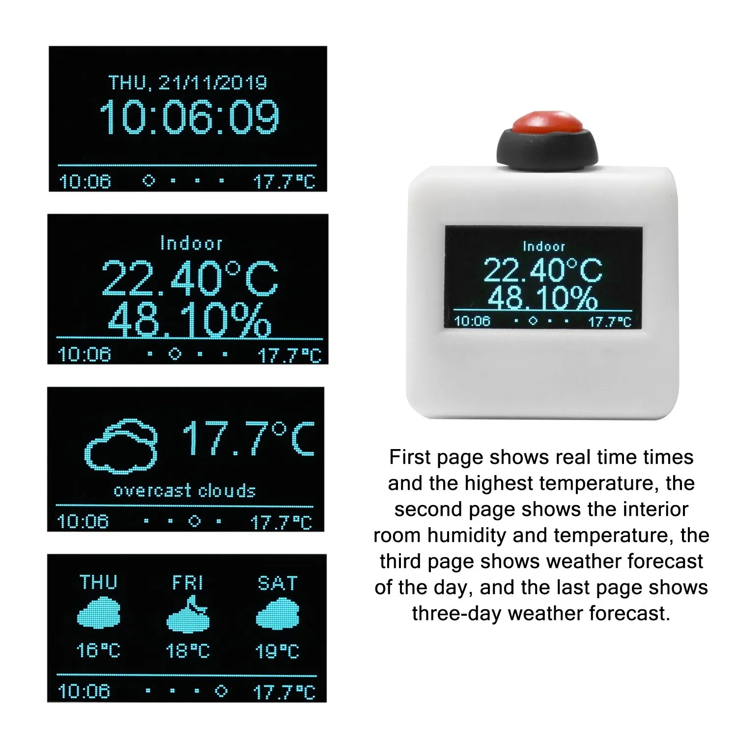 Connected to the WiFi Clock Household Mini Size Portable LCD Wifi Weather Clock with Automatic Time Calibration Function