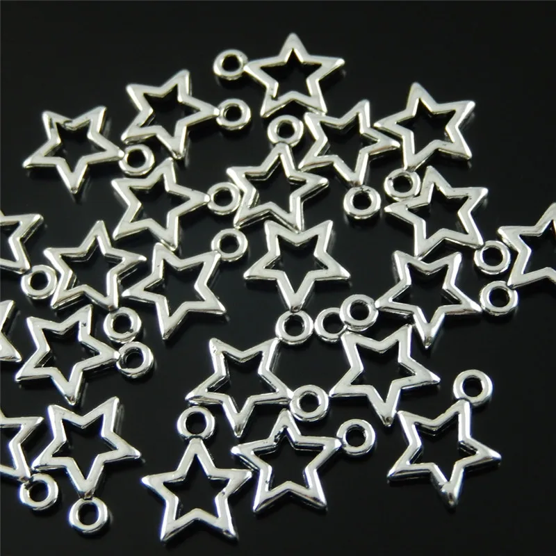Graceangie 50pcs Mini Small Five-pointed Star Charms Antique Pendant Handmade Hanging Crafts Finding