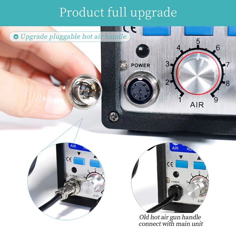 YIHUA 995D SMD 대형 스크린 LCD 디스플레이를 가진 뜨거운 공기 총 재작업 납땜 역, 220V