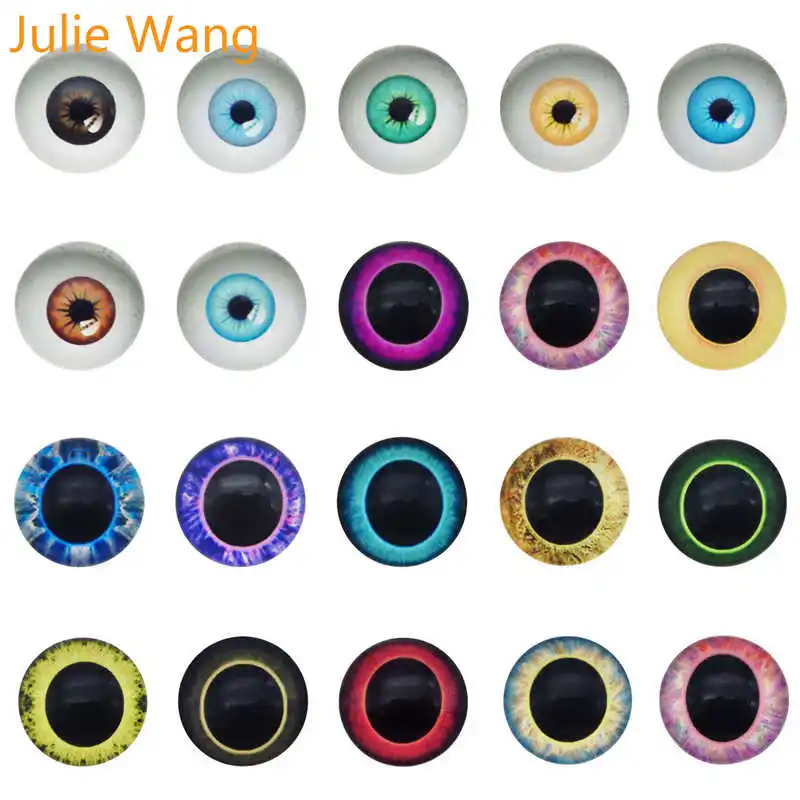 

Julie Wang 6-30mm In Pairs Dragon Eyes Cabochons Flatback Round Pupil Glass Human Doll Eyes Round Jewelry Making Accessory