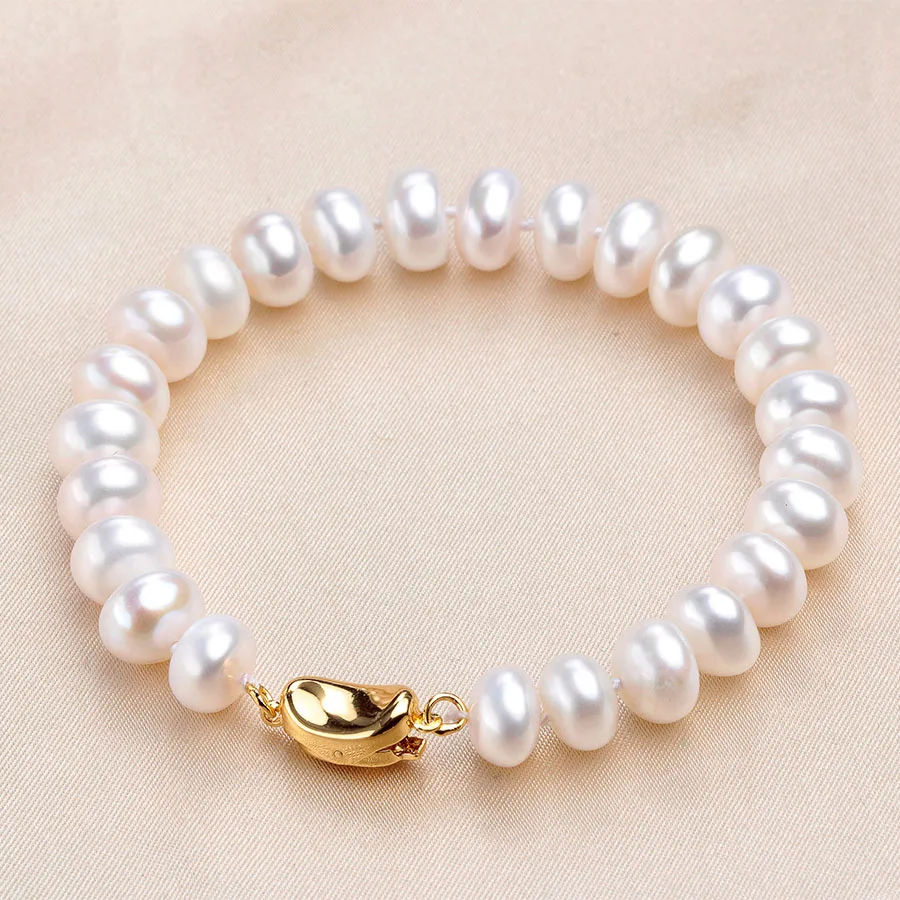 Dainashi 2024 New Arrival 8-9mm Bread Bead Freshwater Pearl Bracelets With 925 Sterling Silver Clasp For Women,White Pink Purple