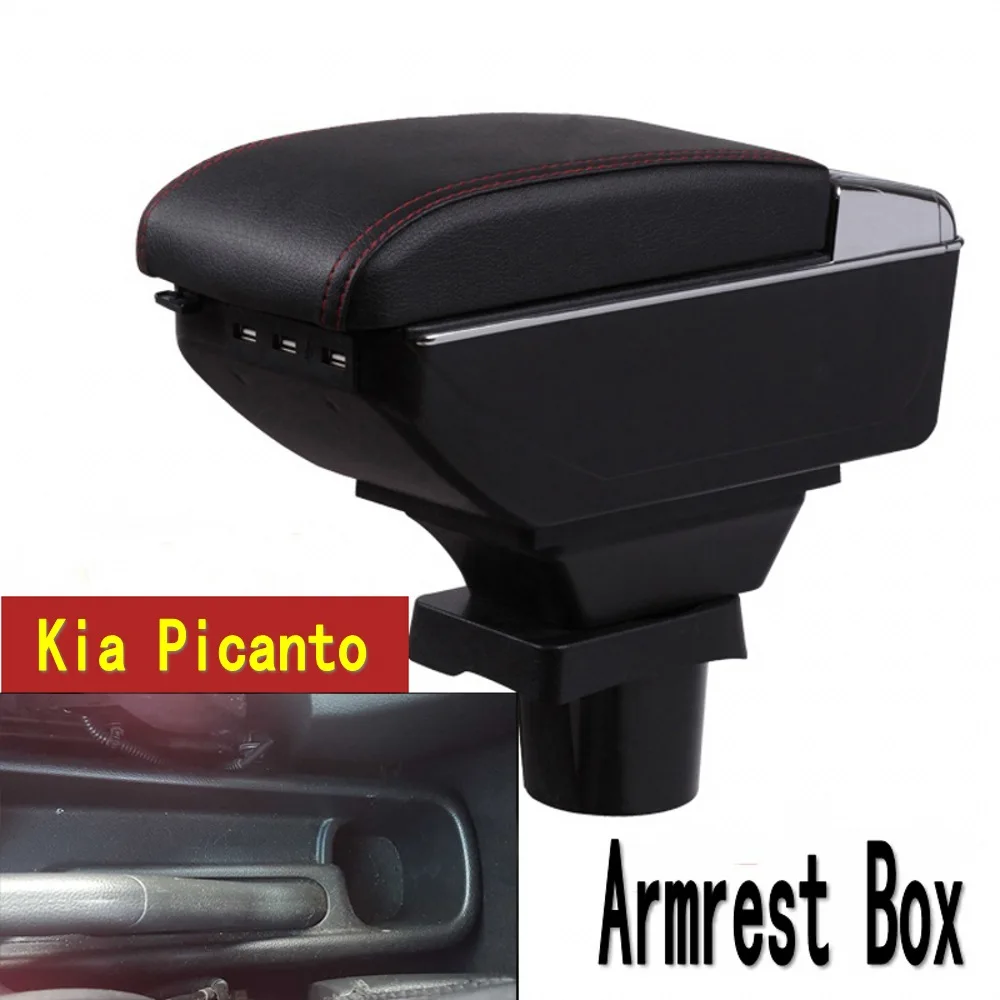 

For KIA Picanto armrest box central Store content box with cup holder ashtray USB Picanto armrests box