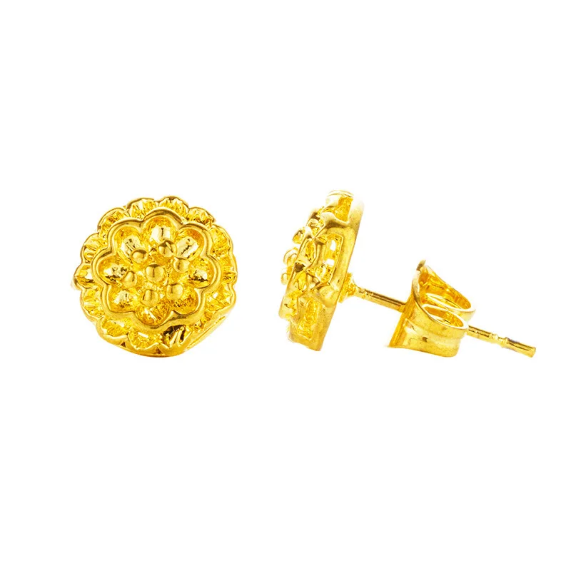 Wholesale Gold-Plated  Flower Ear Stud 24K Gold Rose for Women Ear Climber Earring Jewelry Valentine\'s Day Gift