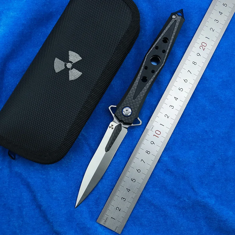 

LEMIFSHE JR3392 Flipper D2 steel blade carbon fiber + steel handle outdoor hunting pocket kitchen fruit folding knife EDC tool