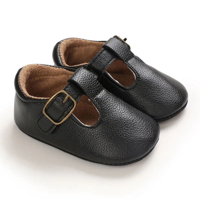 Fashion Baby Boy Girl Solid Soft Shoes Cute PU Leather Non-slip First Walkers Infant Shoes 0-18M