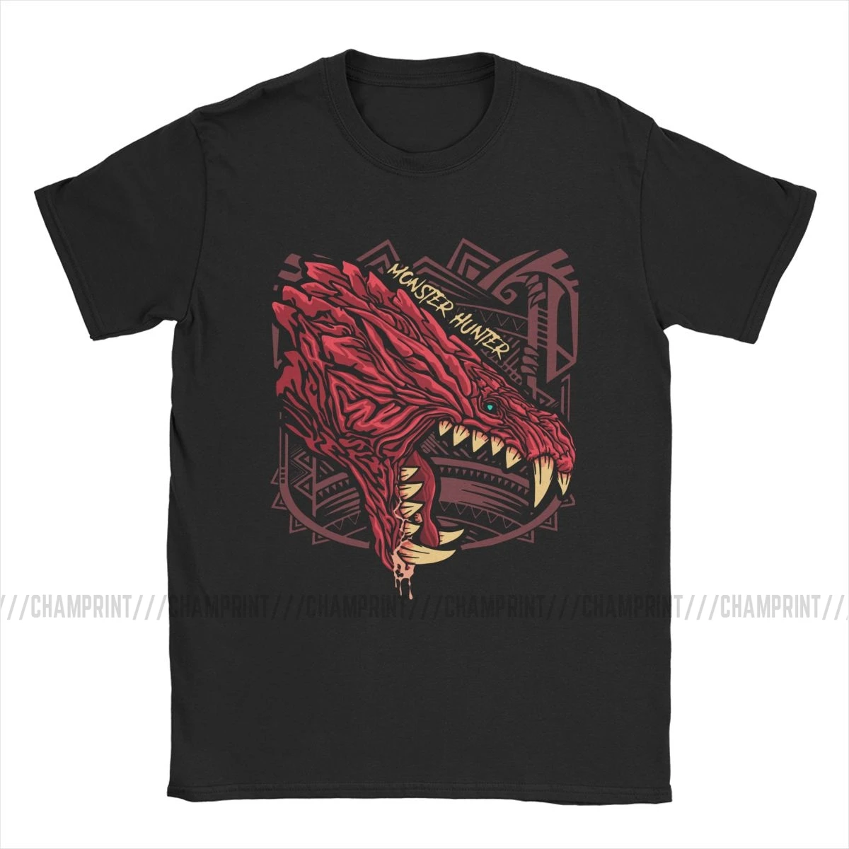 Odogaron Monster Hunter World T Shirts Men Cotton Leisure T-Shirt Crewneck MHW Game Tee Shirt Short Sleeve Clothes Plus Size