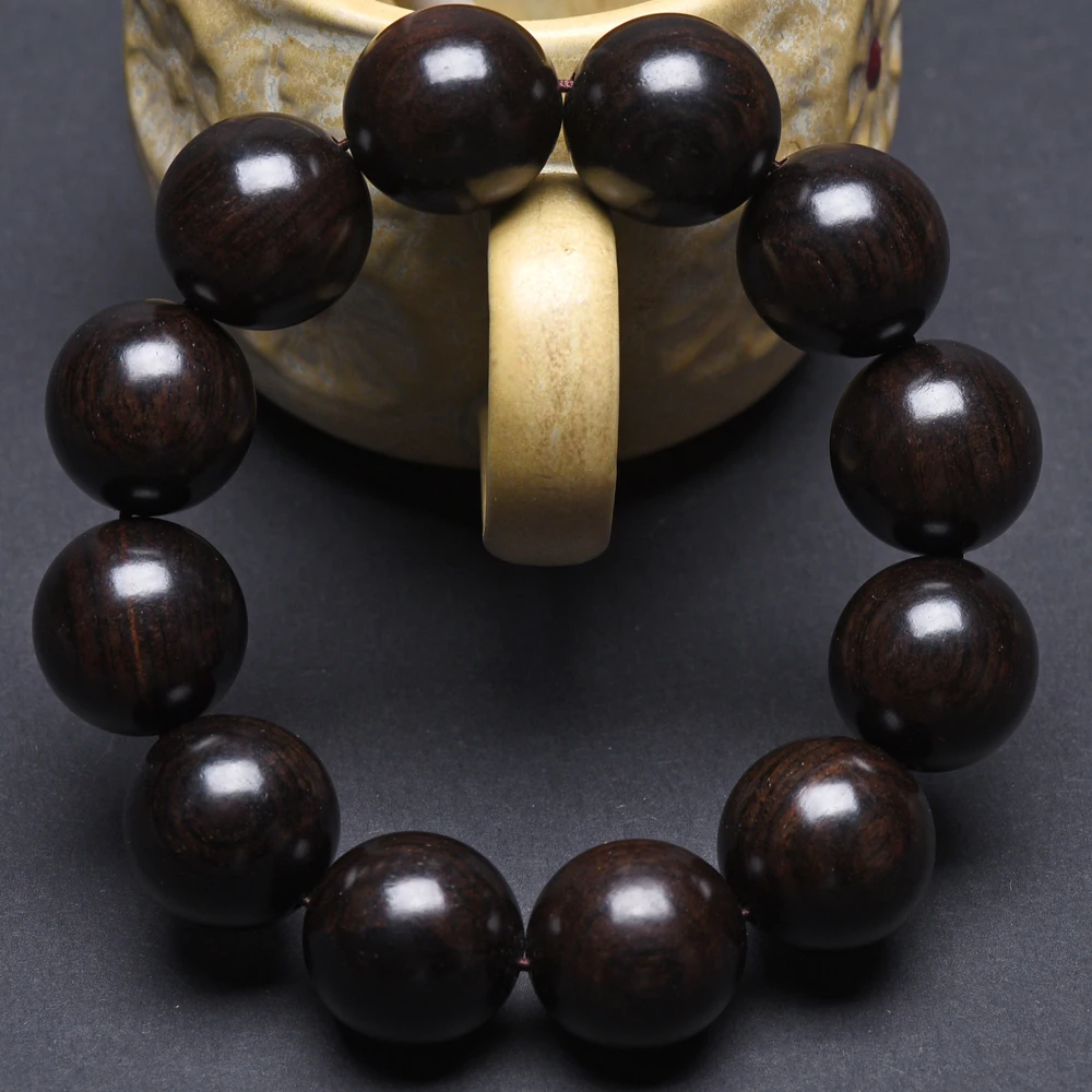 Natural black wood rosary Tibetan Buddhism horse Buddhist bracelet rosary 15mm18mm20mm wooden bracelet jewelry