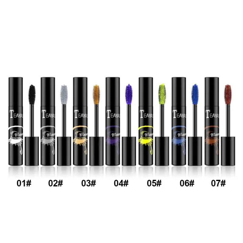 Professional Makeup Color Mascara Waterproof Fast Dry Eyelashes Curling Lengthening Makeup Eye Lashes Blue Purple Mascara TSLM1