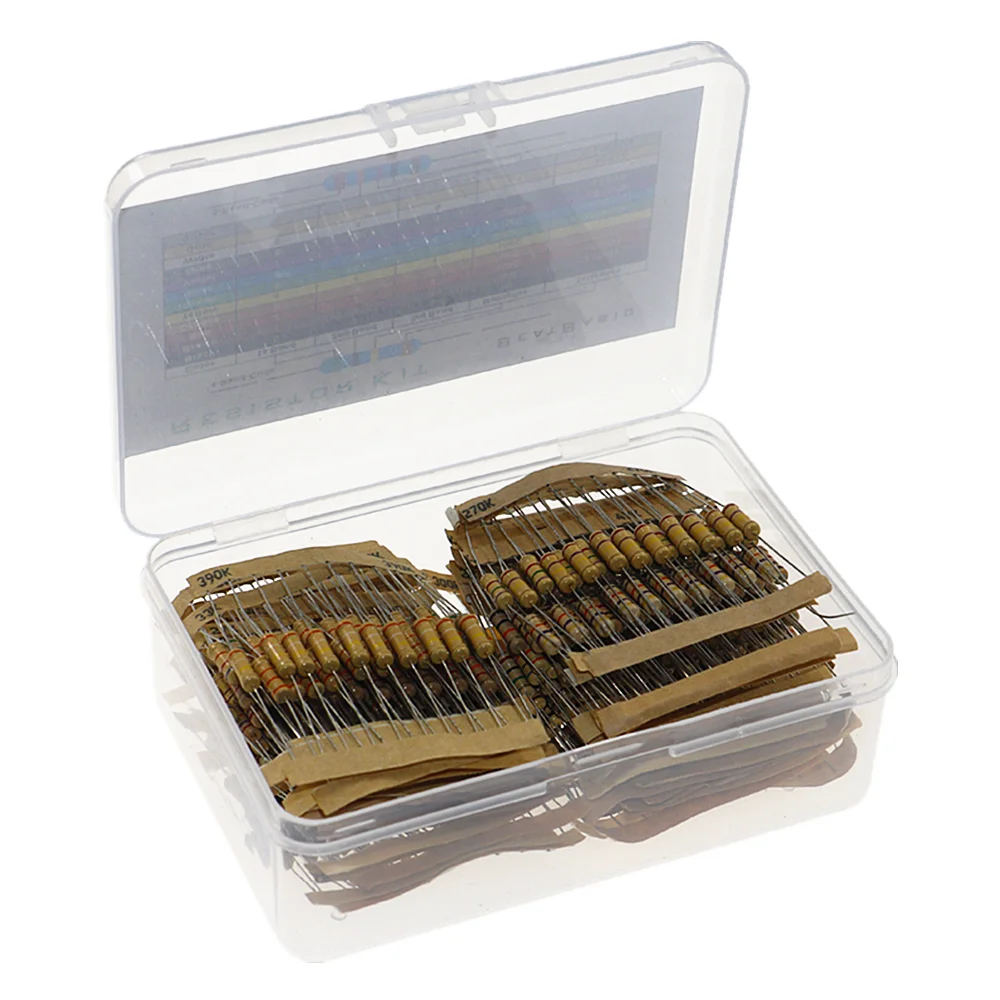 Pçs/caixa 48 tipos de resistor de filme 480 1k-2m 1w, kit de resistor de filme com 10 peças de cada valor