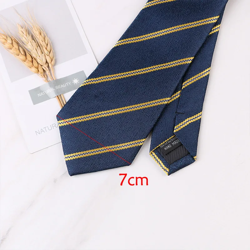 Corbatas de 7cm Para Hombre, Corbatas de lujo a rayas azules, Corbatas de negocios, accesorios de camisa, regalo de matrimonio