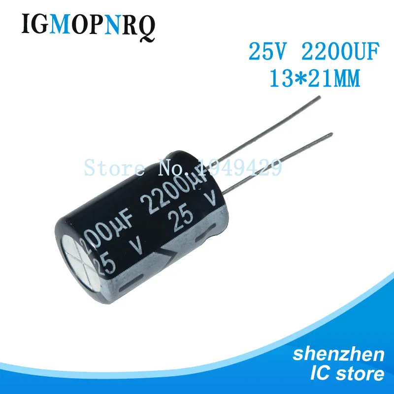 

10PCS 25V2200UF 13*21mm 25V 2200UF 13*21 Aluminum electrolytic capacitor