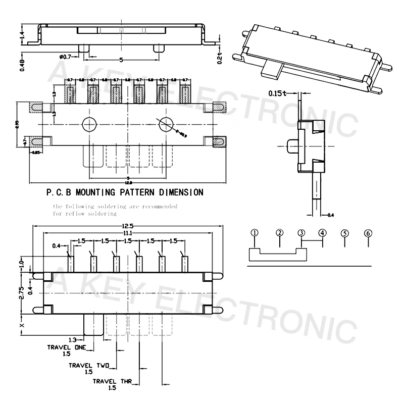 20Pcs MSKT-14C01 Mini Schuifschakelaar 4 Posities 10 Pin Smd Smt Mini Tuimelschakelaars Met Vaste Pin Stap Slide schakelaar