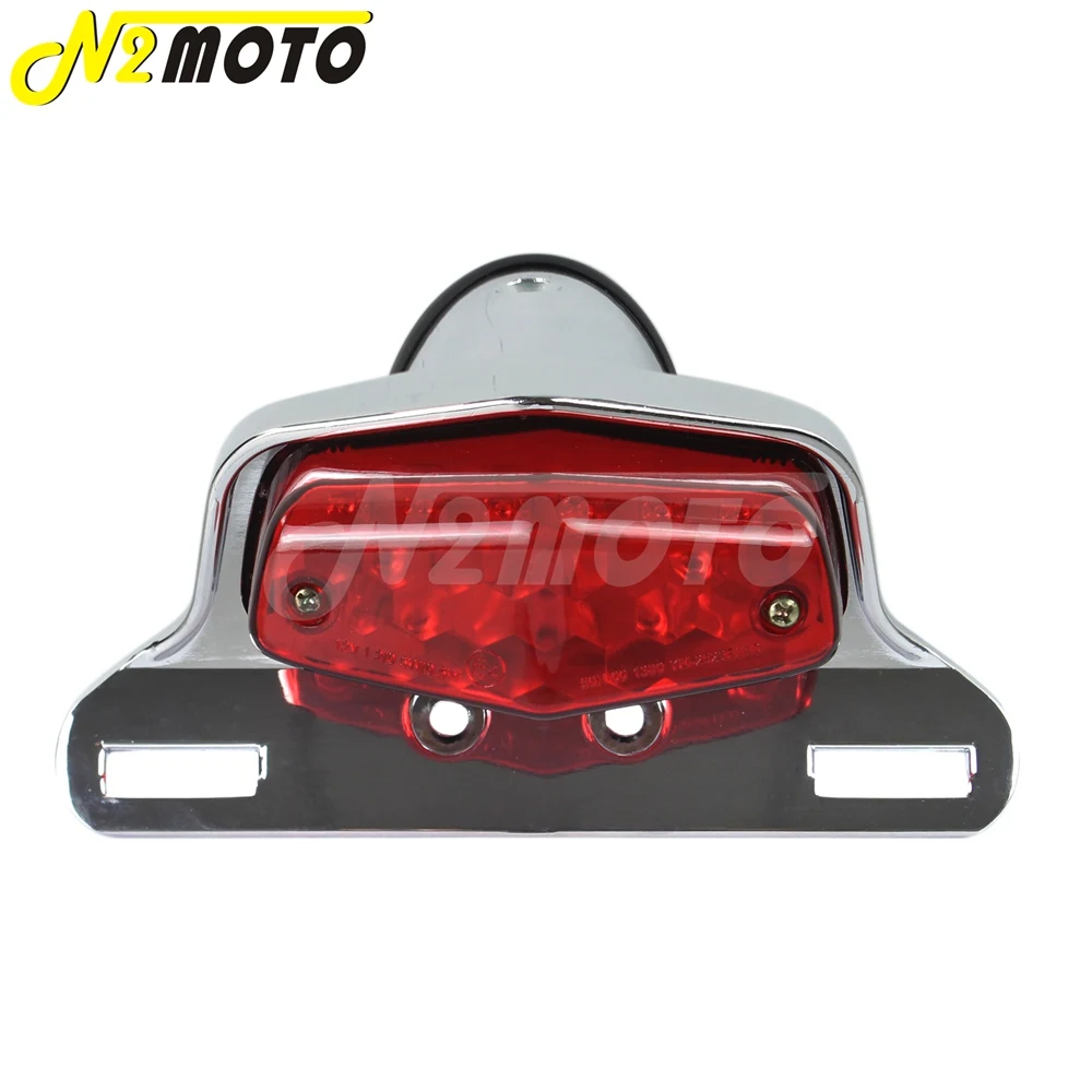 Motorcycle LED Tail Light For Cafe Racer Chrome Taillight Brake Lamp Lucas Style Taillamp for Harley Honda Yamaha Bobber Suzuki