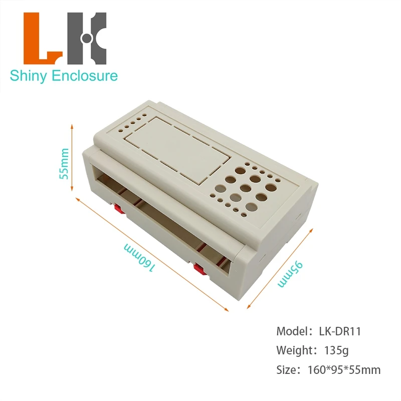 LK-DR11 Injection Mold Plastic Case Din Rail Pcb Mounting Adapter Electric Enclosure Box 160x95x55mm