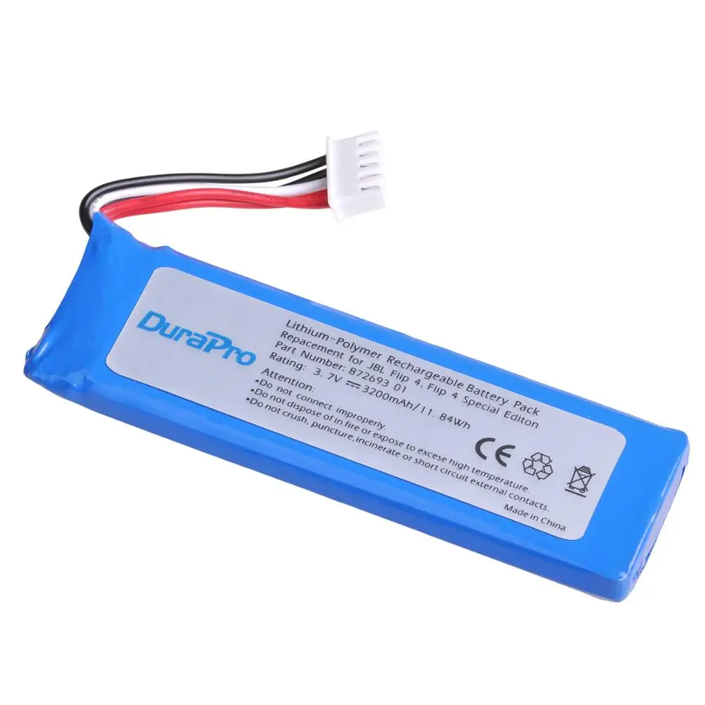 DuraPro Battery Bateria for JBL Flip4 Bluetooth Speaker,Flip 4 Special Edition 3.7V 3200mAh  GSP872693 01 with free screwdriver