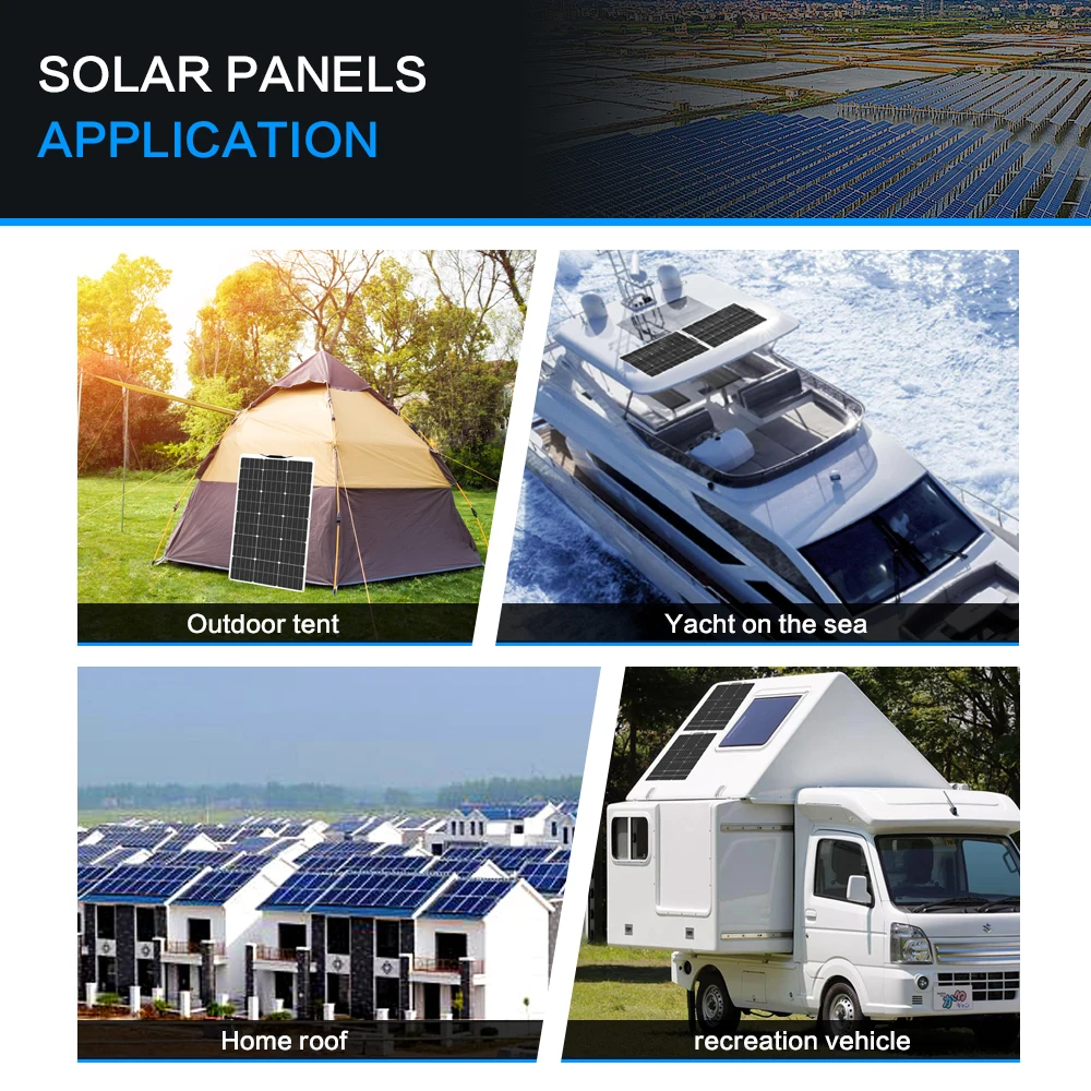 Solar Panels 100W 200W 300W 400W Solar Panel Kit or 18V Flexible Mono Photovoltaic Solar Plate Power 12V 24V Camping Car