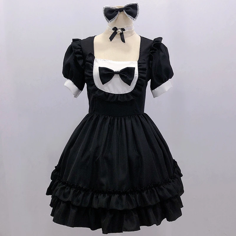 Halloween natale Cosplay uniforme ragazza Lolita Style donna Lady Performance Dress grembiule fiocco nero donna moda 2022 inverno