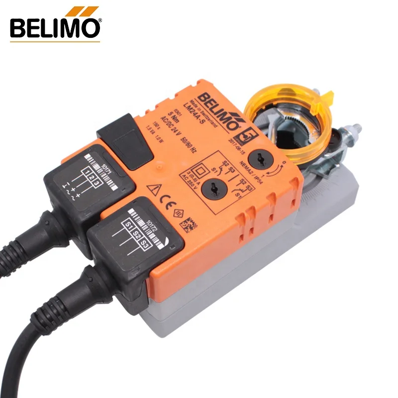 BELIMO 5NM DC24V LM24A-S Switch Type Damper actuator for operating air control dampers with Integrated auxiliary switch