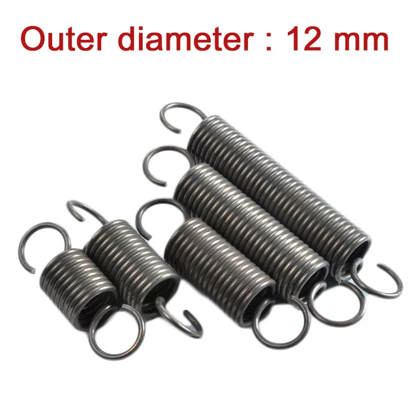 1Pcs Extension Tension Spring Hook Expansion Spring Wire Dia 1.0mm Outer Dia 12mm Length 40mm - 300mm Springs Steel for Diy