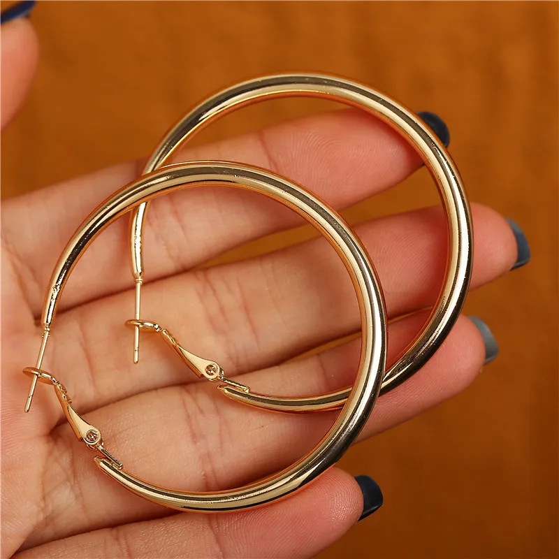 BLIJERY Punk Fashion Solid Metal Big Hoop Earrings for Women Statement Jewelry Smooth Circle Earrings Femme Boucles d\'oreilles