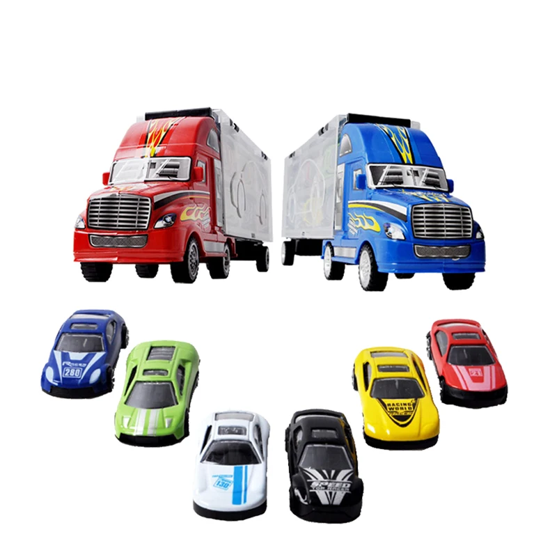 Set da 13 pezzi Portaoggetti inerziale Modello di auto Giocattolo Trasportatore in lega Veicolo Porta camion giocattolo classico per ragazzi