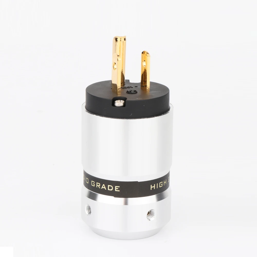 Preffair Premium Rhodium/Gold/Rot verkupferter US-Netzstecker – Gehäuse aus Aluminiumlegierung für HiFi-Audio, Heimkino – Detail 3