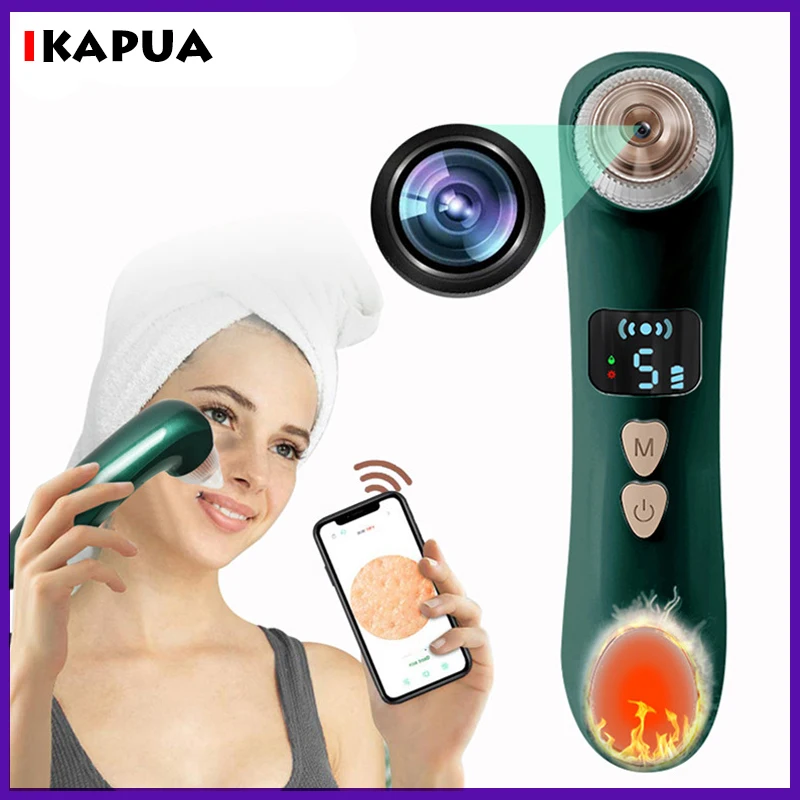 Wifi Visual Blackhead Remover with Camera Vacuum Pore Cleaner Hot Compress Ance Pimple Removal Facial Skin Care Tool