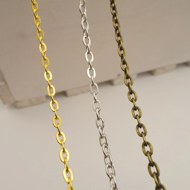 5meters Silver/Gold/ Rhodium Metal Open Link Chain Diy Bracelet Necklace Chain Bulk Jewelry Chains Findings For Jewelry Making