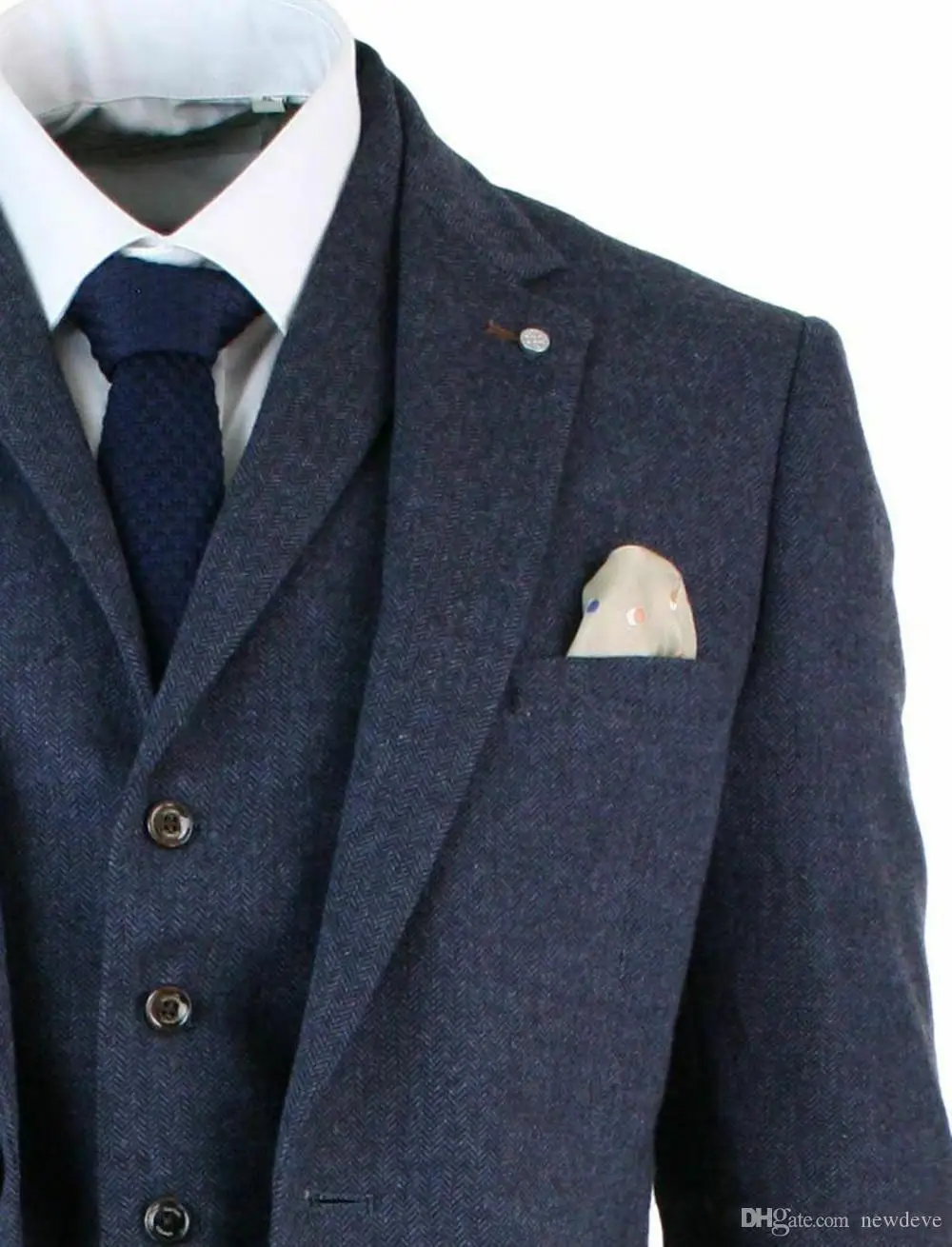 Tre Pezzi di Abito Da Sposa Smoking Grigio di Affari Degli Uomini Vestiti di Lana Miscela Sposo Classic Fit Groomsman Da Cerimonia Nuziale di Inverno del Rivestimento Della Maglia Pantaloni